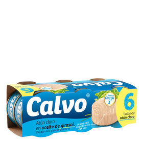 Atún claro en aceite de girasol Calvo pack de 6 unidades de 80g