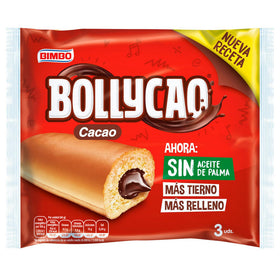 Bollo relleno de cacao Bollycao sin aceite de palma 3 unidades 180g
