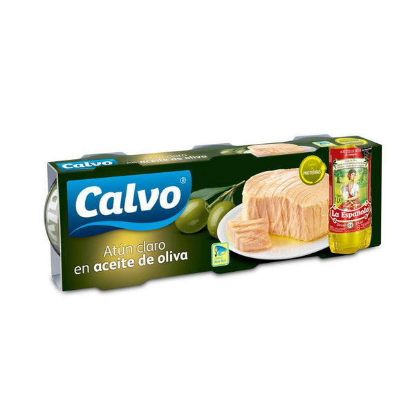 Atún claro en aceite oliva Calvo pack de 3 latas de 100g