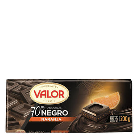 Chocolate negro 70% con naranja Valor sin gluten