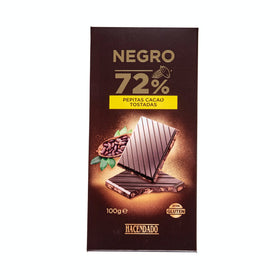 Cioccolato fondente extrafine Hacendado con granella di cacao tostata 72% di cacao