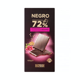 Cioccolato fondente Hacendado con mirtilli e sesamo 72% di cacao