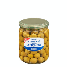 Aceitunas manzanilla sabor anchoa Hacendado con hueso calibre pequeño