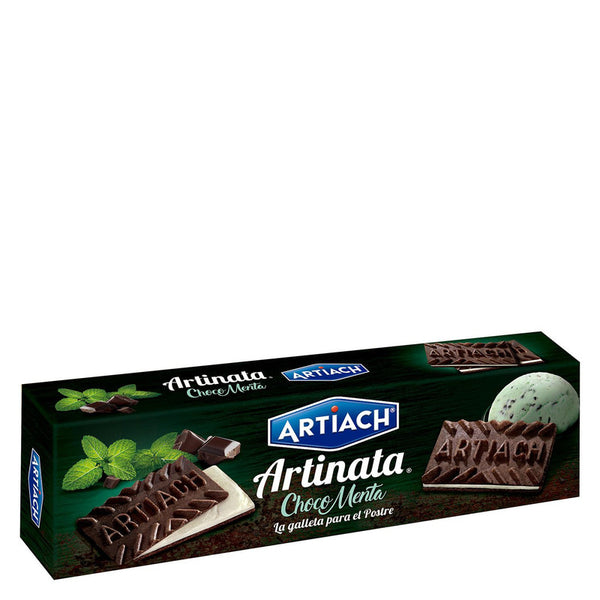 Galletas de barquillo de chocolate rellenas con crema y menta Artiach 210g