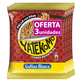 Nouilles de poulet au soja Yatekomo Gallina Blanca pack de 3 unités de 237 g