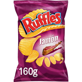 Patatas fritas onduladas sabor jamón Ruffles 160 g