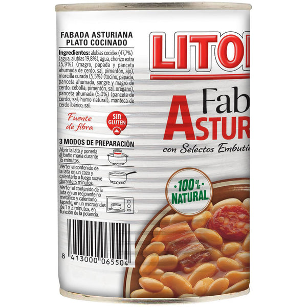 Spezzatino di fagioli asturiani Litoral senza glutine e senza lattosio 435 g.