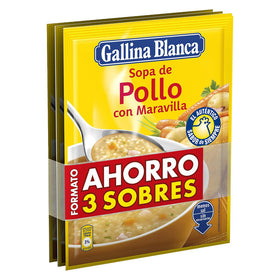 Chicken soup with Wonder Gallina Blanca pack of 3 envelopes of 86 g