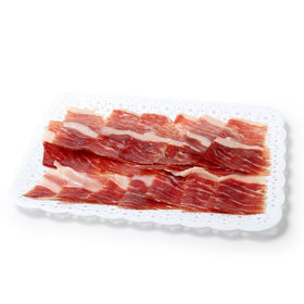 Acorn-fed Iberian ham 100% Iberian breed D.O. Extremadura De Nuestra Tierra knife cut 100g approx