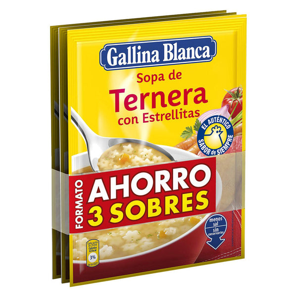 Sopa de ternera con estrellitas Gallina Blanca pack de 3 sobres de 73 g