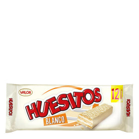 Waffle bar covered with white chocolate Huesitos Valor 12 units