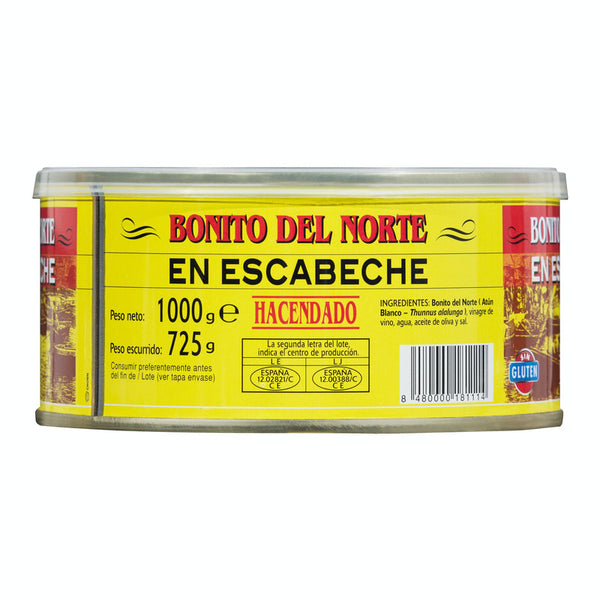 Pickled northern white tuna Hacendado tin 1kg