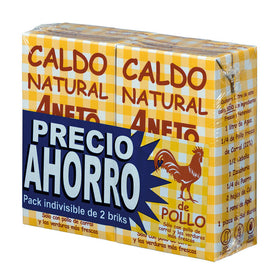 Natural chicken broth Aneto gluten-free pack of 2 cartons of 1 l