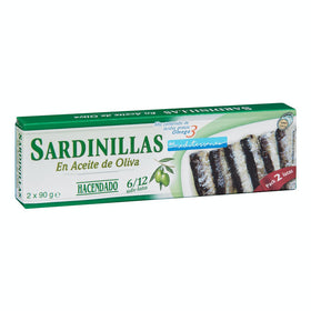 Sardines à l'huile d'olive Hacendado 6-12 unités.
