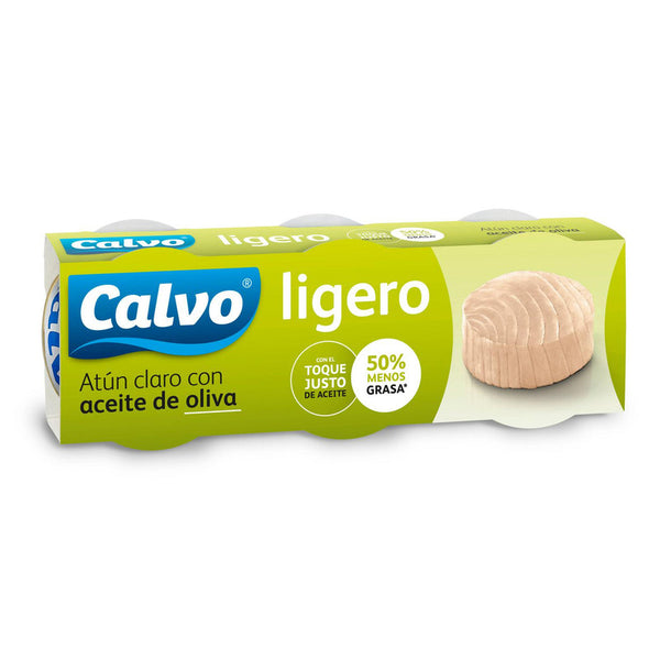 Atún claro ligero con aceite de oliva Calvo pack de 3 latas de 80g