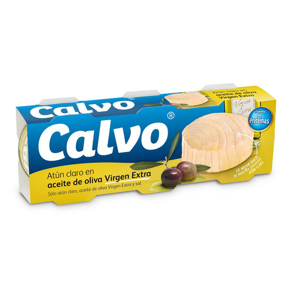 Atún claro en aceite de oliva virgen extra Calvo pack de 3 latas de 80g