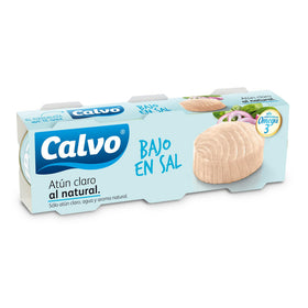 Thon pâle au naturel faible en sel Calvo pack de 3 boîtes de 80g