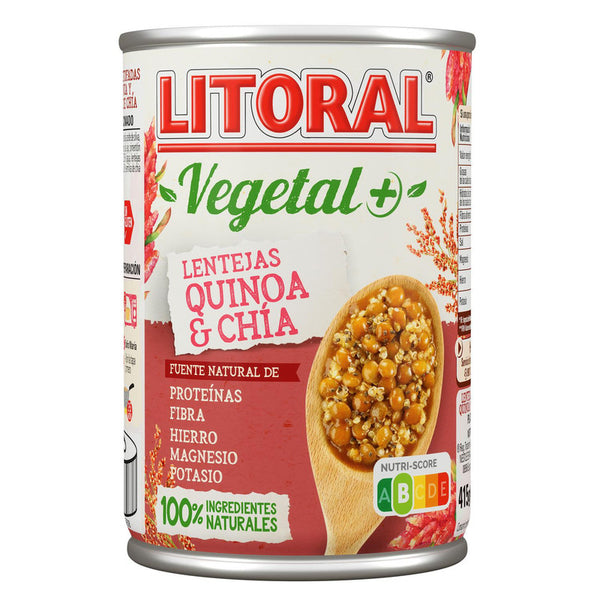 Lentejas con quinoa y chía Vegetal Litoral sin gluten sin lactosa 415 g,