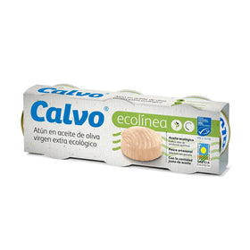 Thon à l'huile d'olive extra vierge biologique Calvo pack de 3 boîtes de 65 g