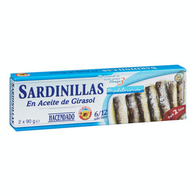 Petites sardines à l'huile de tournesol Hacendado 6-12 unités.