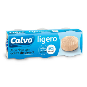 Thon pâle à l'huile de tournesol Calvo pack de 3 unités de 80g