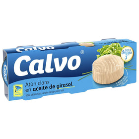 Thon pâle à l'huile de tournesol Calvo pack de 3 boîtes de 160g