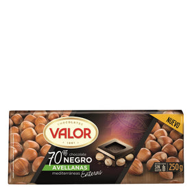 Chocolat noir 70% aux noisettes entières Valor sans gluten