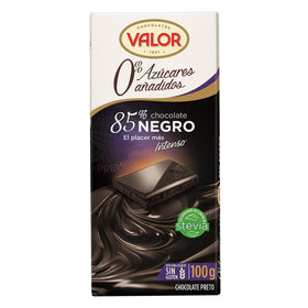 Chocolat noir 85% avec stevia sans sucre ajouté Valeur sans gluten