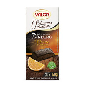 Chocolate negro 70% relleno de mousse de naranja sin azúcar añadido Valor sin gluten