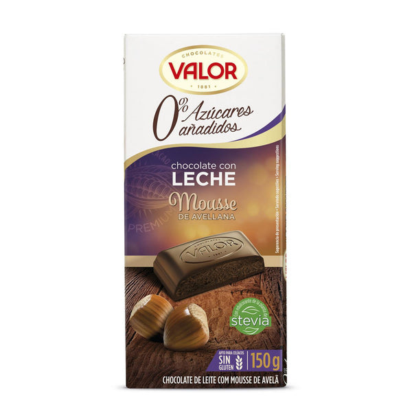 Chocolate con leche relleno de mousse de avellana sin azúcar añadido Valor sin gluten