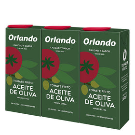Tomate frito con aceite de oliva virgen extra Orlando pack de 3 briks de 350g
